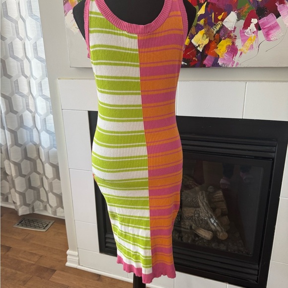 Circus by Sam Edelman Green and Orange Asymmetrical Sheath Dress - Picture 4 of 8